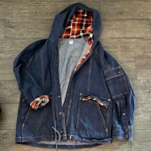 Vintage Denim plaid hooded jacket